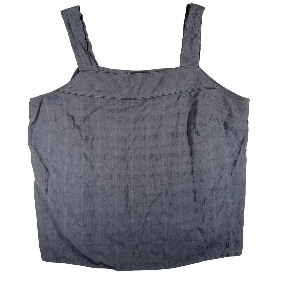 Dana Kay Textured Tank Top 20W Womens Gray Square Neck Rayon Blend